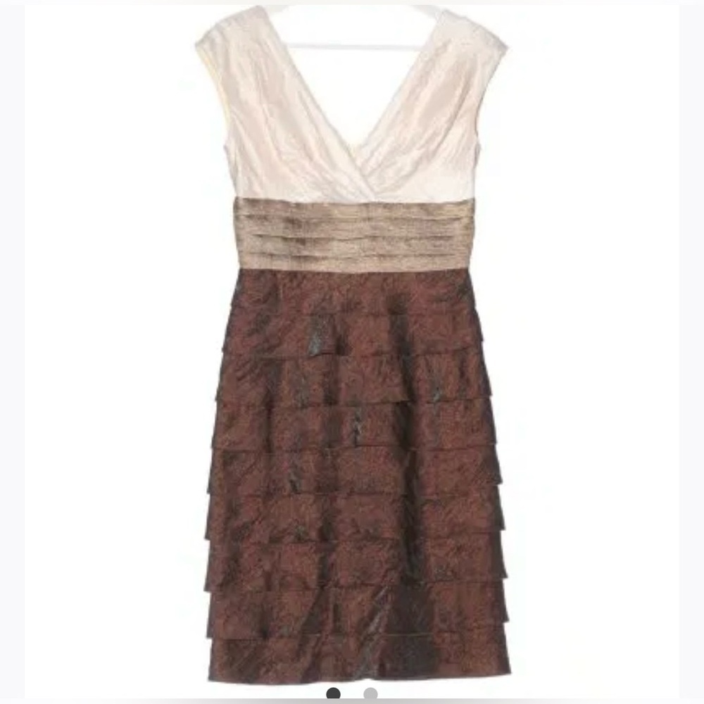 Women's LONDON TIMES ruffled deep V-neck sleveless bodycon cocktail dress